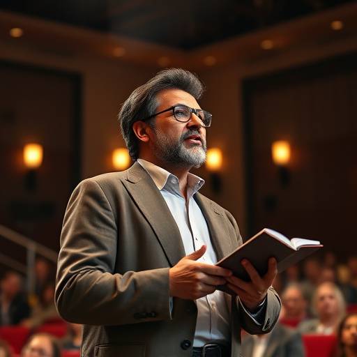Maître Antoine Dubois, fondateur de l'Académie de l'Éloquence, donnant une conférence